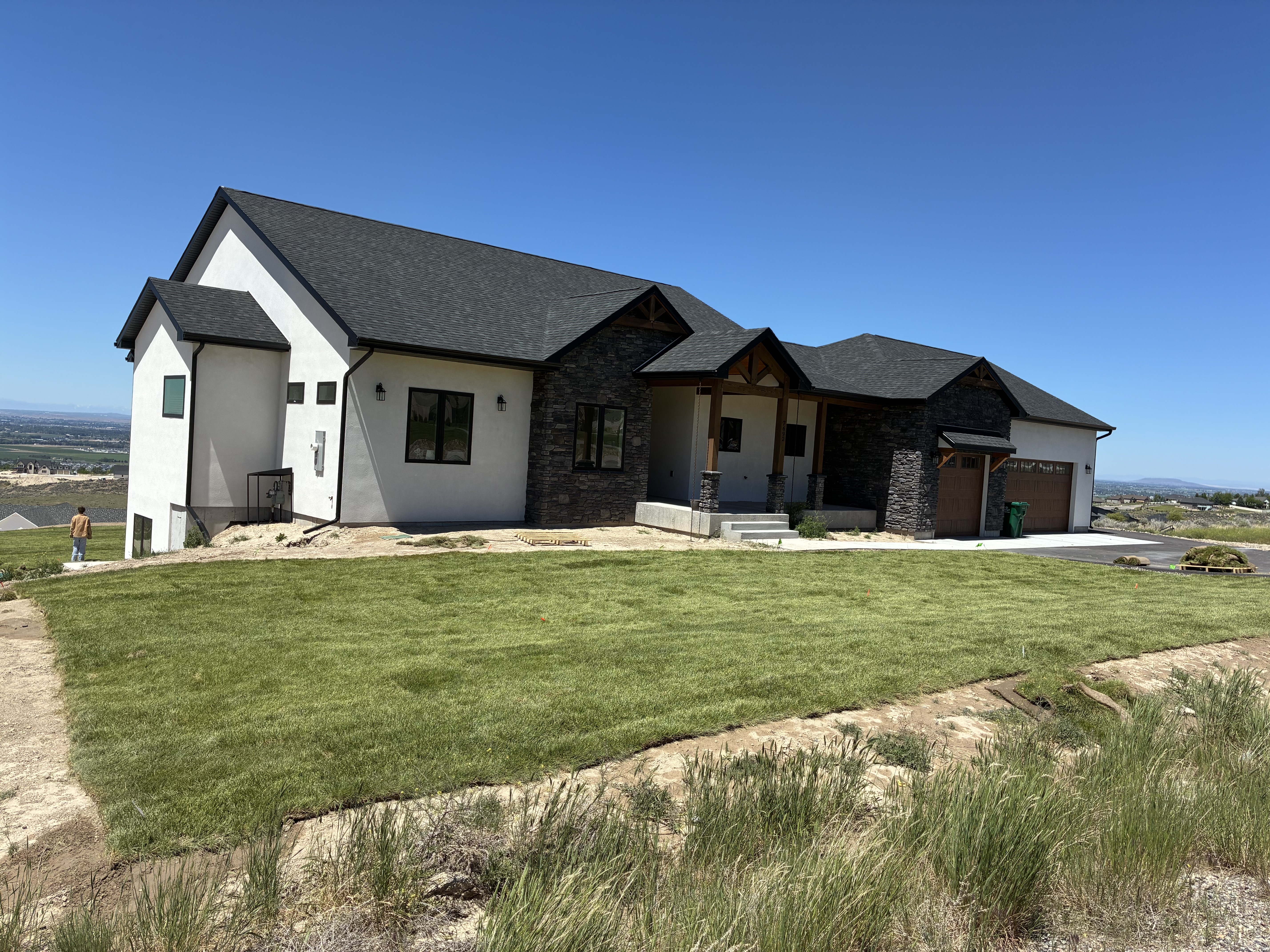 Newly installed Kentucky Bluegrass lawn at a new-construction home